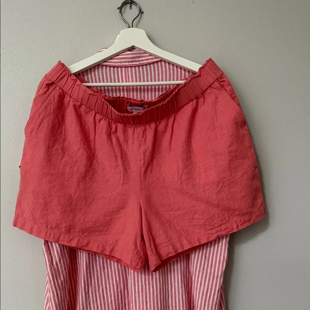 Peach/deamcicle and White Striped Blouse and Shorts Set (look at other pics) - Picture 2 of 14